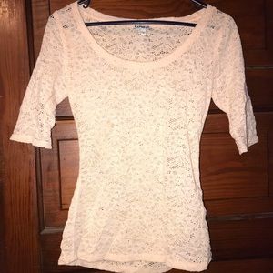 Express XS Pale Pink Lace Tee